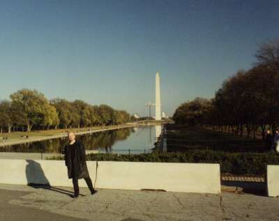 Falling over at the monument